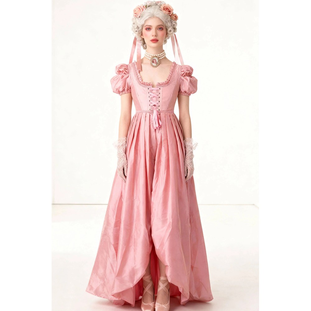 Attitude Corsets - Maryalice Rococo Overbust Guinevere Langes Korsett Kleid - Rosa